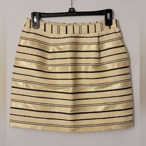 J. Crew Metallic Silk/Cotton Blend Striped Mini Skirt Size 0